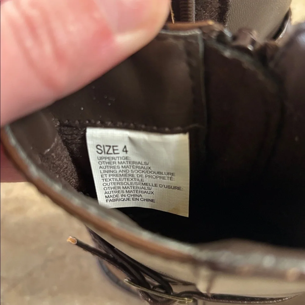 Gymboree Black Brown Faux Leather Zipper Boots Size 4 Toddler